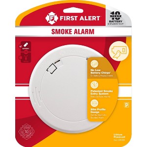 First Alert PR710 10-Year Battery Powered Slim Smoke Detector with Photoelectric Sensor - 1 of 4