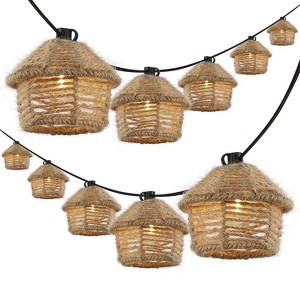 JONATHAN Y Maui 10' 10-Light Incandescent G40 Hemp Rope Shaded String Lights: UL Listed, Indoor/Outdoor Use, Metal Construction - 1 of 4