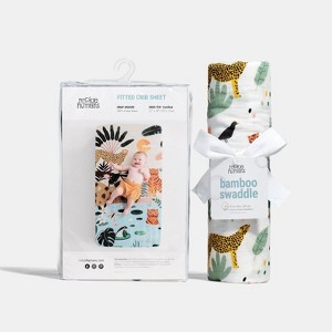 Rookie Humans Crib sheet and Swaddle bundle - In The Jungle - 1 of 3