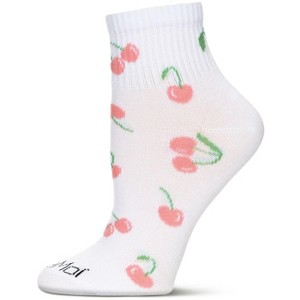 Memoi Women's Multi Cherries Athletic Quarter Socks White 9-11 - 1 of 3