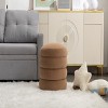 GlasFlength Ottomans and Benches Plush Velvet Footrest Ottoman with Wooden Base Simple Elegant Design for Modern Living, Beige, 17.1"*17.1"*18.9" - 2 of 4