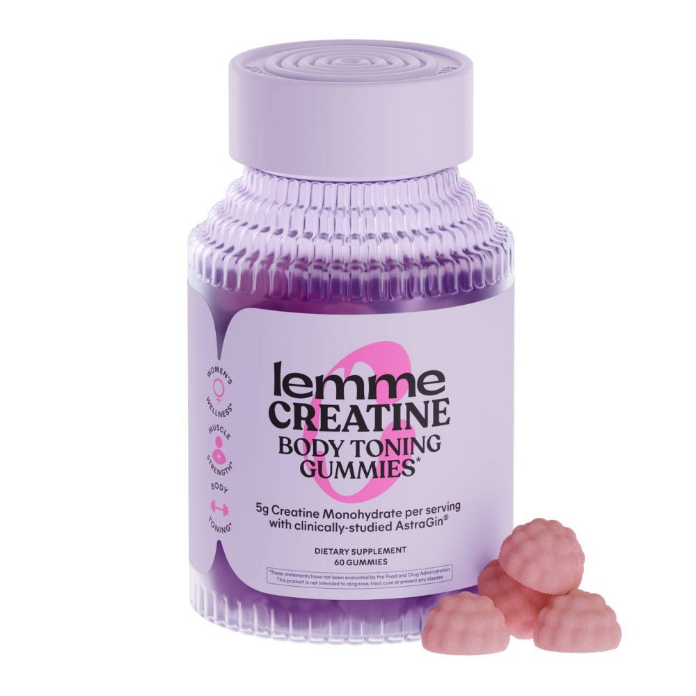 Lemme Creatine Monohydrate Gummies for Women - Vegan & Gluten-Free - Sour Strawberry Flavored - 60ct