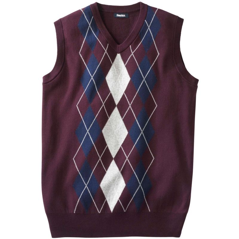 KingSize Men's Big & Tall V-Neck Argyle Sweater Vest, 1 of 2