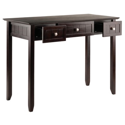 Transitional Coffee Brown Wood Home Office Desk with 3 Drawers