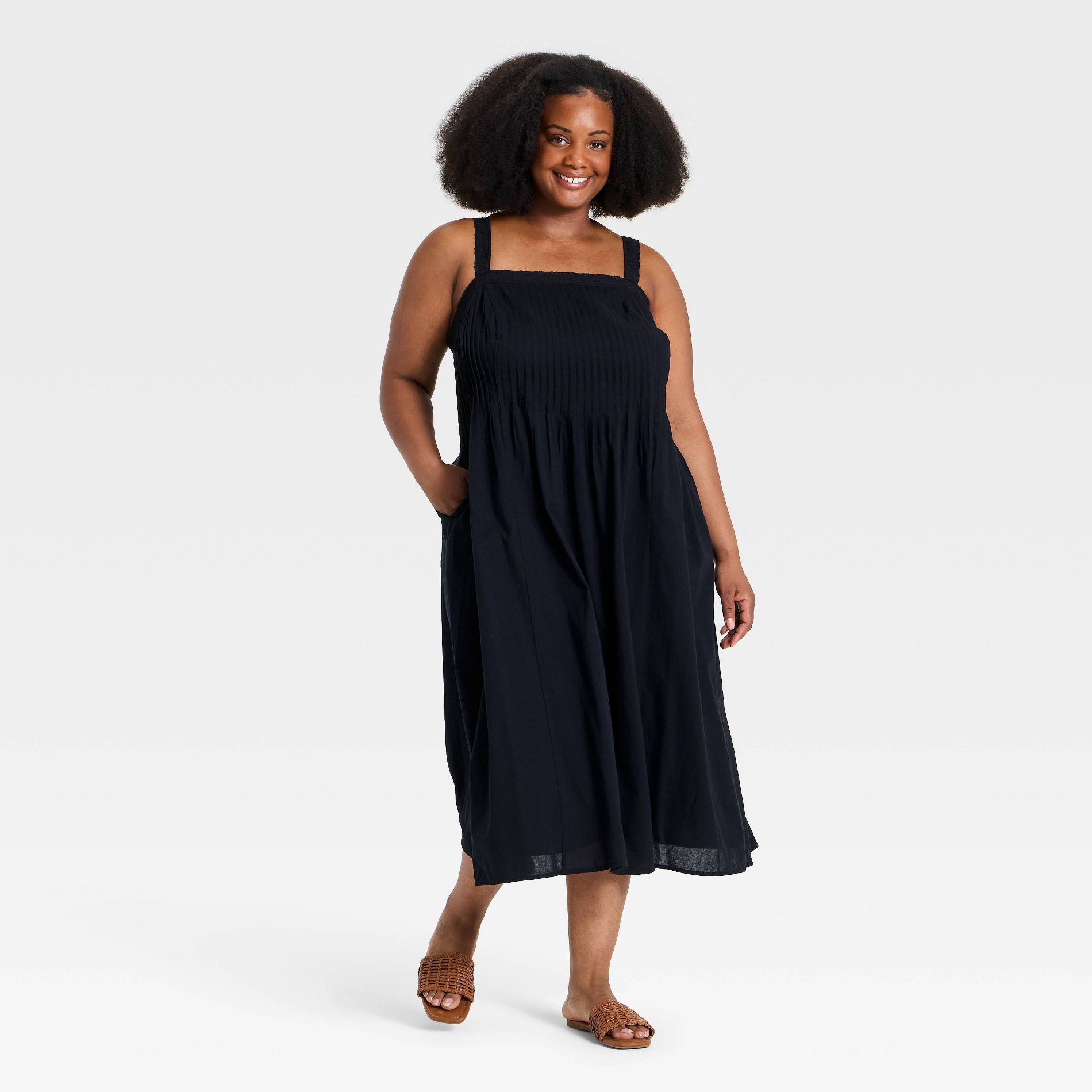 Women's Embroidered Trim Midi Dress - Ava & Viv™