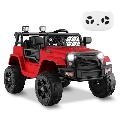 Red 12V Kids Ride-On Truck with Remote Control and Music