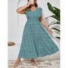 Clearlove Women's Summer Plus Size Dress Ruffle Cap Sleeveless V Neck Side Split Long Beach Maxi Dress - 3 of 4