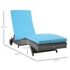 PAGED Outdoor Pool Lounge Chairs with 5-Position Adjustable Backrest PE Rattan Cushioned Patio Sun Lounger with Wheels for Patio - 4 of 4