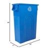 United Solutions 4 Pack Highboy Recycling Bin, Slim Plastic Trash Can, Easy Bag Removal, Indoor/Outdoor, Tall Profile with Handles, 23 Gallon, Blue - 2 of 4