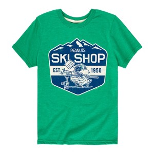 Boys' - Peanuts - Snoopy and Woodstock Ski Shop Short Sleeve Graphic T-Shirt - 1 of 4