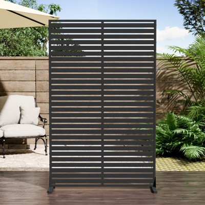 SEVOBAL Patio Decorative Screens 6 Piece Useful Plastic Patio Screen, Venetian Flower Design, Ideal for Yard, Garden, Black, 45.47"*15.75"*72.05"