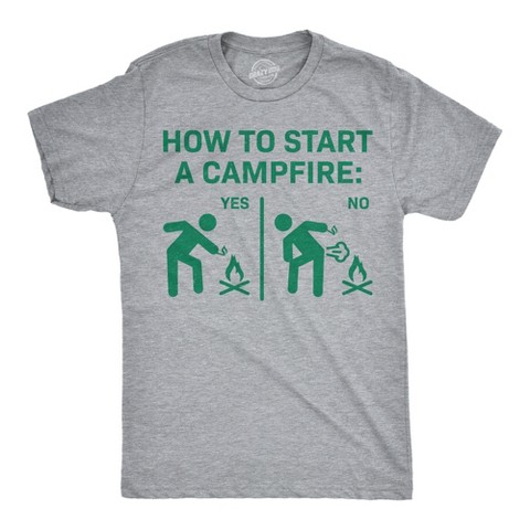 Мужские футболки Crazy Dog T-Shirts, Inc. Mens Funny T Shirts How to Start A Campfire Sarcastic Camping Graphic Novelty Tee for Men - Crazy Dog Men's T Shirt For Campers Light Grey M