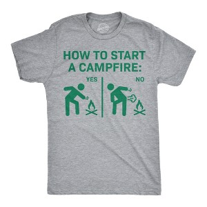 Mens Funny T Shirts How To Start A Campfire Sarcastic Camping Graphic Novelty Tee For Men - Crazy Dog Men's T Shirt - 1 of 4