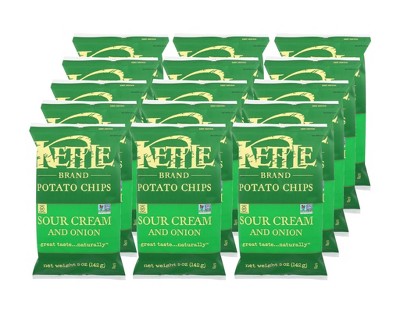 Kettle Brand Sour Cream and Onion Potato Chips - Case of 15/5 oz