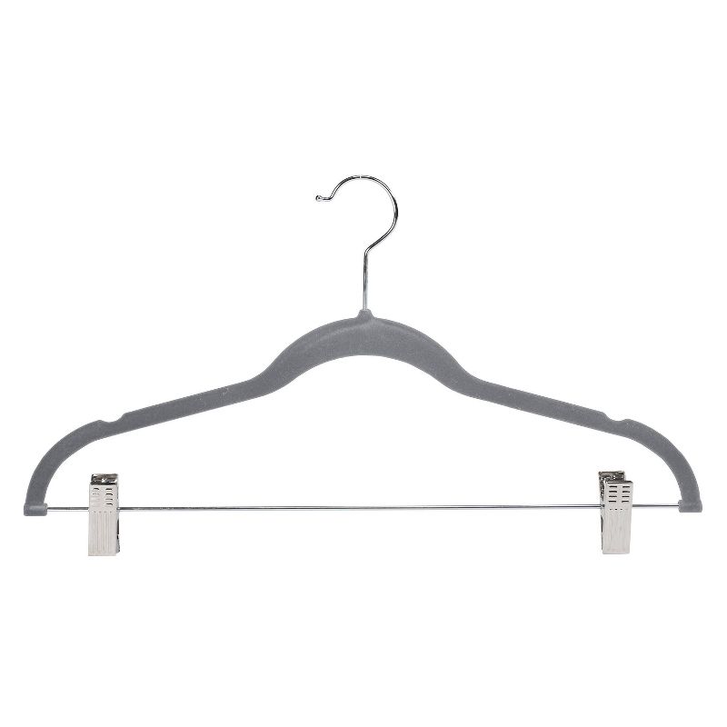 Simplify 6pk Velvet Hangers with Clips Gray, 4 of 8