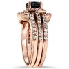 Pompeii3 1 3/4ct Black Diamond Rose Gold Cushion Halo Ring Set 14K - image 2 of 4