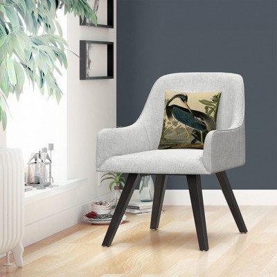 Louisiana Heron Beige and Blue Cotton Decorative Throw Pillow