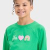 Girls' 'St. Patrick's Day Icons' Crewneck Pullover Fleece Sweatshirt - Cat & Jack™ Bright Green - image 2 of 4