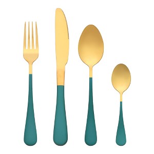REGALWOVEN Stainless Steel Silverware with Knife Flatware Set Cutlery Set 4 Pieces - 1 of 4