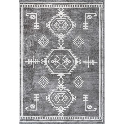 Kyleigh Dark Grey Southwestern Washable Synthetic Area Rug