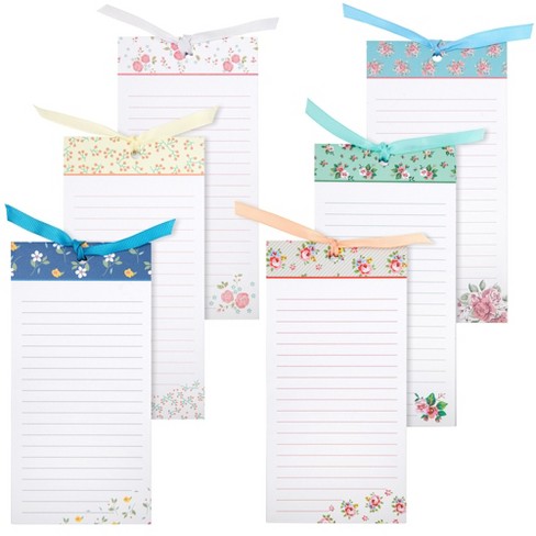 Juvale 6-pack Magnetic Notepads For Refrigerator - Floral Shopping
