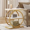Tribesigns 3-Tier Narrow End Table, Wood Side Table with Metal Frames, Industrial Slim Nightstand and Bedside Table, White, 1PC - 2 of 4