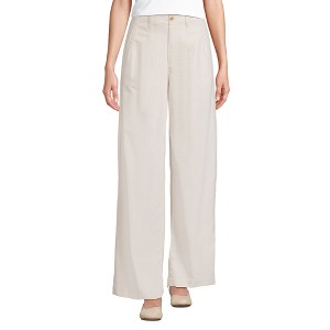 Lands' End Women's Corduroy High Rise Wide Leg Top Stitch Trousers - 1 of 4