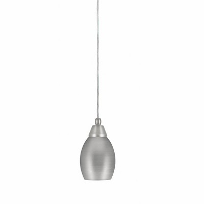 Toltec Lighting Any 1 - Light Pendant in  Brushed Nickel with 5" Brushed Nickel Oval Metal Shade Shade
