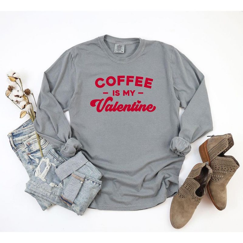 Simply Sage Market Women's Coffee Is My Valentine Long Sleeve Garment Dyed Tee, 3 of 4