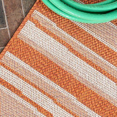 Castara Ivory & Orange Stripe Easy-Care Synthetic Runner Rug - 2x8