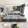 TiramisuBest 102.4" Plush Corduroy 4-Seat Sofa with 3 Ottomans, Deep Seat Cloud Couch, Convertible Lounge Sofa,Grey - 2 of 4