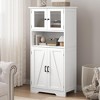 Bathroom Storage Cabinet, Freestanding Floor Linen Storage Cabinet with Doors and Shelves - 2 of 4