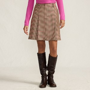 Lands' End Women's Plus Size Brushed Flannel Pleated Mini Skirt - 1 of 4