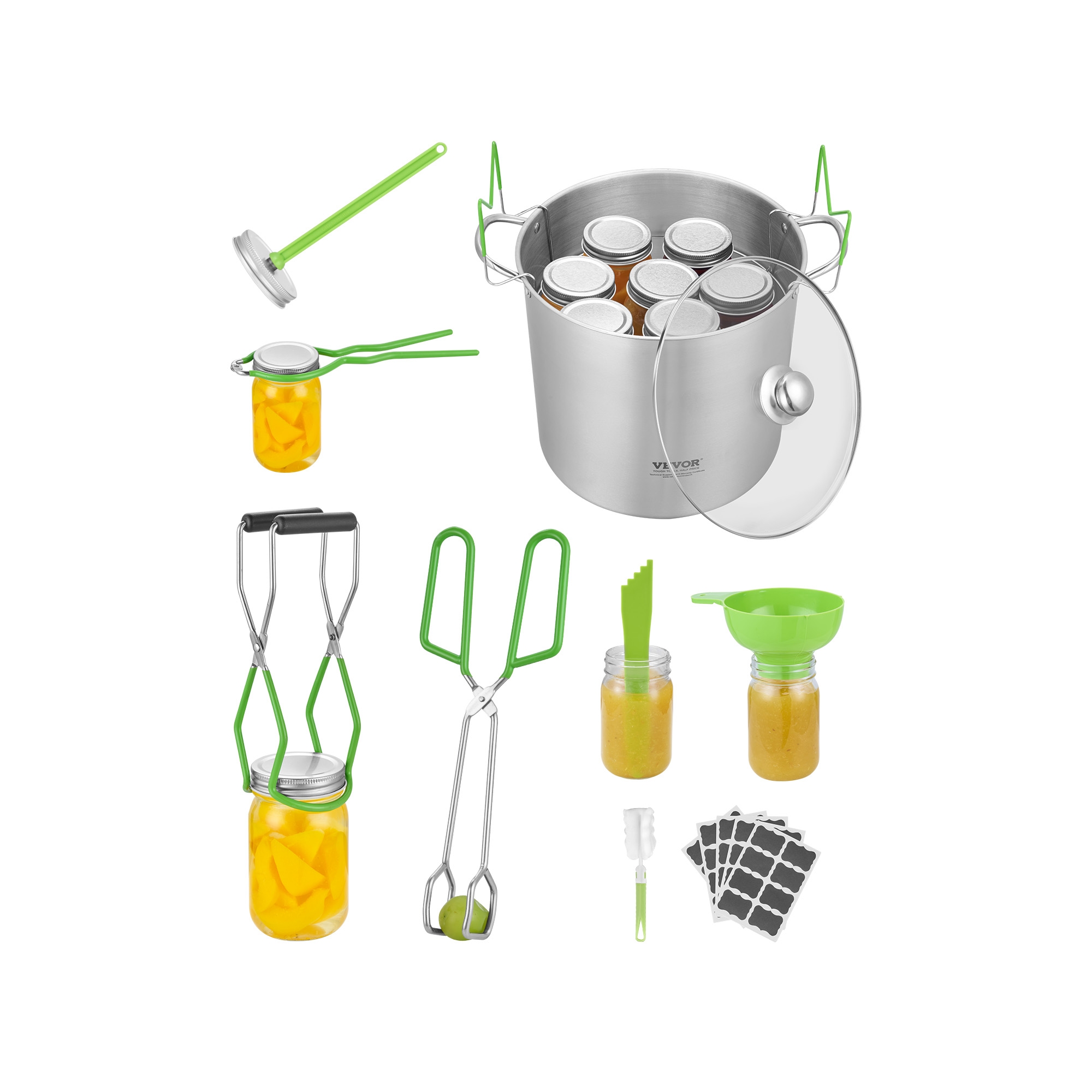 VEVOR Canning Supplies Starter Kit, 9 Pieces Stainless Steel Water Bath Canning Kit for Beginners, Canning Tools Set: Pot, Rack, Lid, Funnel, Silver