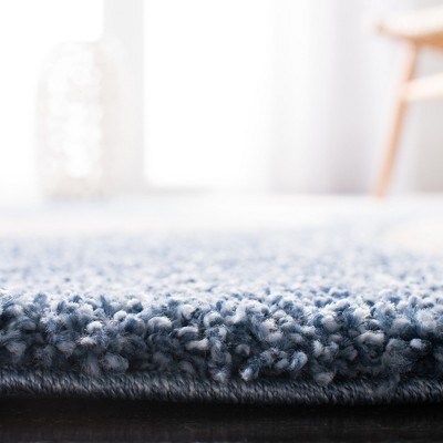 Blue and Ivory 8' x 10' Geometric Shag Area Rug
