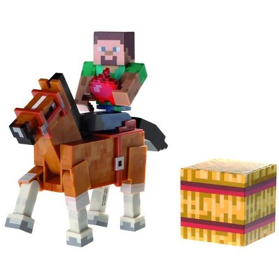 The Zoofy Group LLC Minecraft 3" Action Figure 2-Pack Steve with Brown Horse