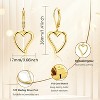 Sterling Silver Heart Earrings for Women 14K Gold Plated Openwork Love Heart Dangle Earrings Drop Leverback Huggie Hoop - 3 of 4