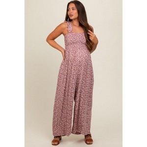Pinkblush Mauve Floral Flowy Maternity Jumpsuit - 1 of 3