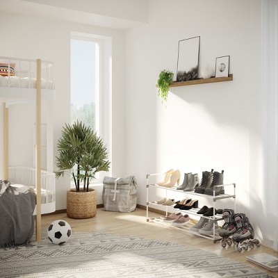 White and Gray 3-Tier Plastic Shoe Rack Organizer