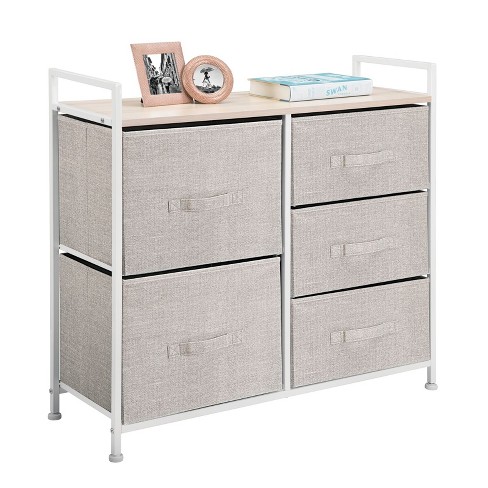 HOMCOM 7 Drawer Dresser Fabric Chest of Drawers 3 Tier Storage Organizer  for Bedroom Entryway Tower Unit with Steel Frame Wooden Top Light Grey