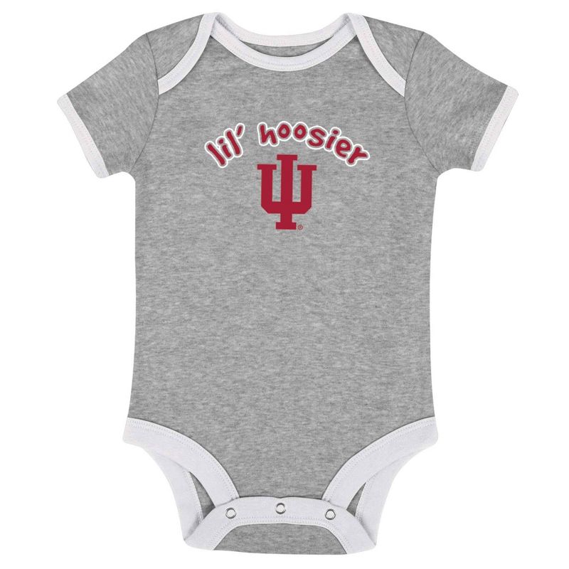 NCAA Indiana Hoosiers Infant Boys&#39; Short Sleeve 3pk Bodysuit Set, 4 of 5