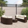 vidaXL Patio Sofa Set with Cushions Lounge Setting Outdoor Furniture Poly Rattan - Brown and cream 6 Piece - 2 of 4