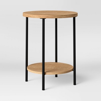 Wood and Metal Round End Table Natural - Room Essentials&#8482;
