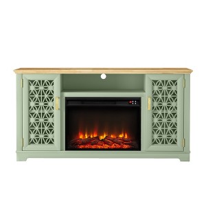 60" Floral Style TV Stand with Electric Fireplace for 65" TVs, Cable Management - Festivo - 1 of 4