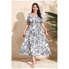 Plus Size Women's V Neck Maxi Dress Belted Waist Flowy Ankle Length Casual Elegant Party Dress - 2 of 4