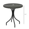 Resenkos Outdoor Side End Table, End Table, Outdoor Couch Table,26" Round Patio Table with Steel Frame and Slat Tabletop, Distressed Gray - 3 of 4