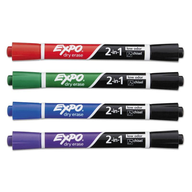 EXPO 2-in-1 Dry Erase Markers 5 Assorted Colors Medium 4/Pack 1944655, 4 of 7
