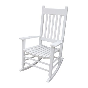 Lyngins Outdoor Rocking Chair with Curved Legs,Glider Rocking Chair with Armrest,Wood Accent Chair for Living Room,Garden - 1 of 4
