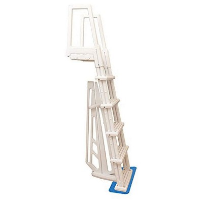 Blue Torrent AC 26395 Heavy Duty Capri Resin Non Skid Adjustable Pool Ladder Steps Stairs for 48 to 54 Inch Above Ground Swimming Pools , White