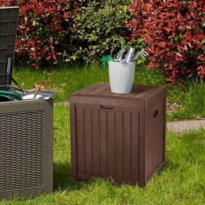 Brown Weatherproof Resin Lockable Outdoor Deck Storage Box